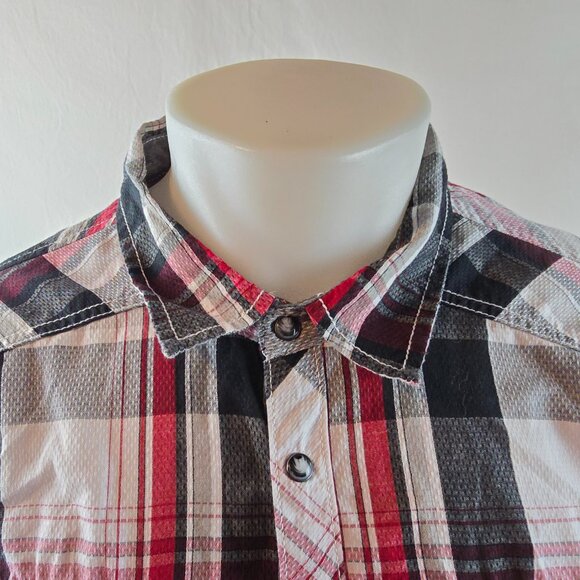 BKE Shirt Mens 2XL Red Pearl Snap Plaid Western Athletic Fit Casual Cowboy 1518 - Picture 2 of 9